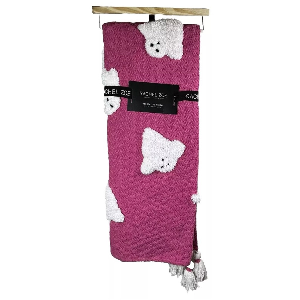 Rachel Zoe Ghost Halloween Blanket Throw 50x60 Pink White Viral TikTok NWT